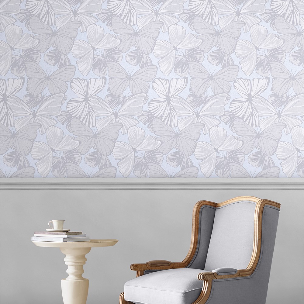 Butterfly Garden Wallpaper 118496 by Laura Ashley in Sugared Grey